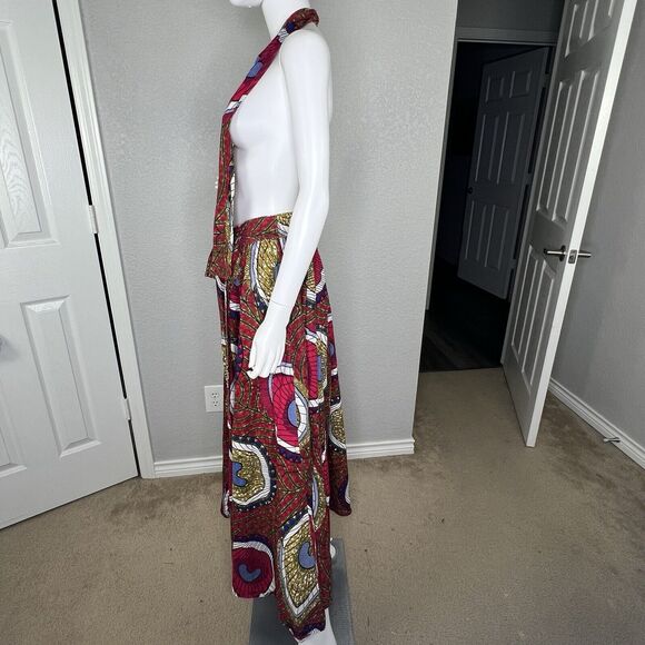 Women's Size L Full Maxi Cotton African Skirt Matching Scarf Deep Pockets - Picture 3 of 7